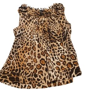 Sioni Sleeveless Blouse With Snake Print Pattern Ruffled Neckline Sz M